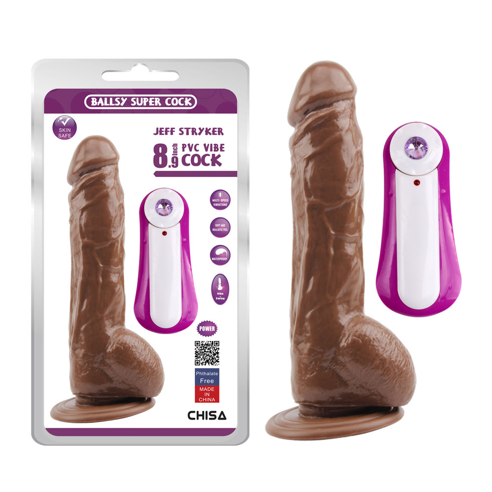 JEFF STRYKER 8.9 ສັ່ນ Dildo-Brown